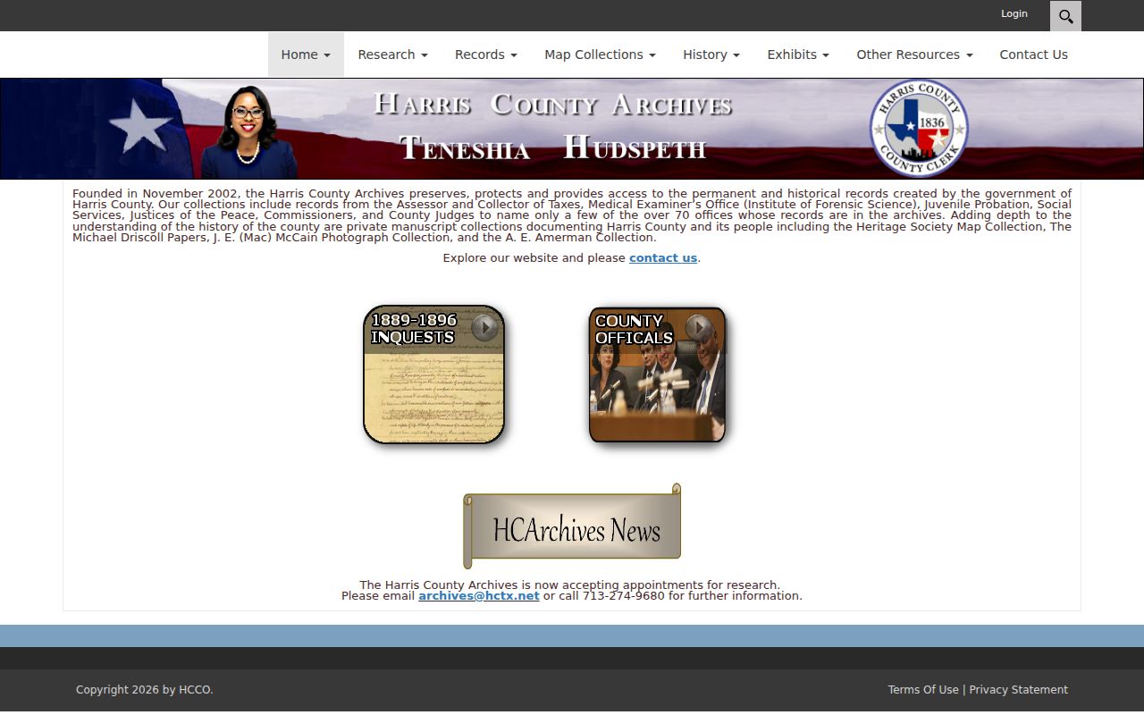 Houston city directory research at the Harris County Archives collection page