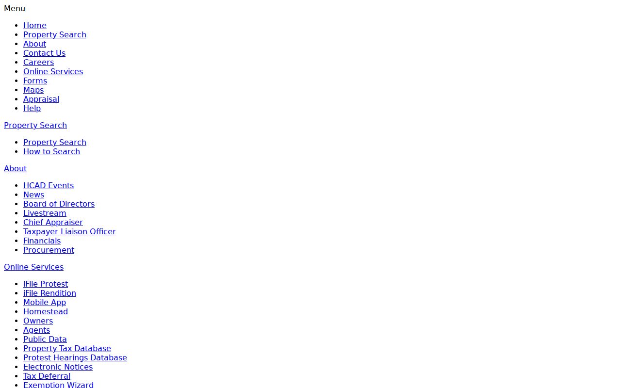 Houston residents directory HCAD property search entry point