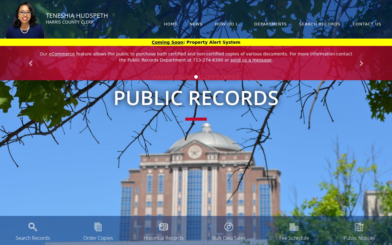 Houston previous residents research through Harris County Clerk public records access