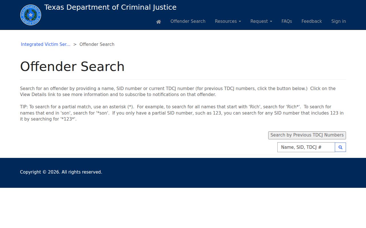 Houston resident records search reference to the Texas Department of Criminal Justice offender-search form