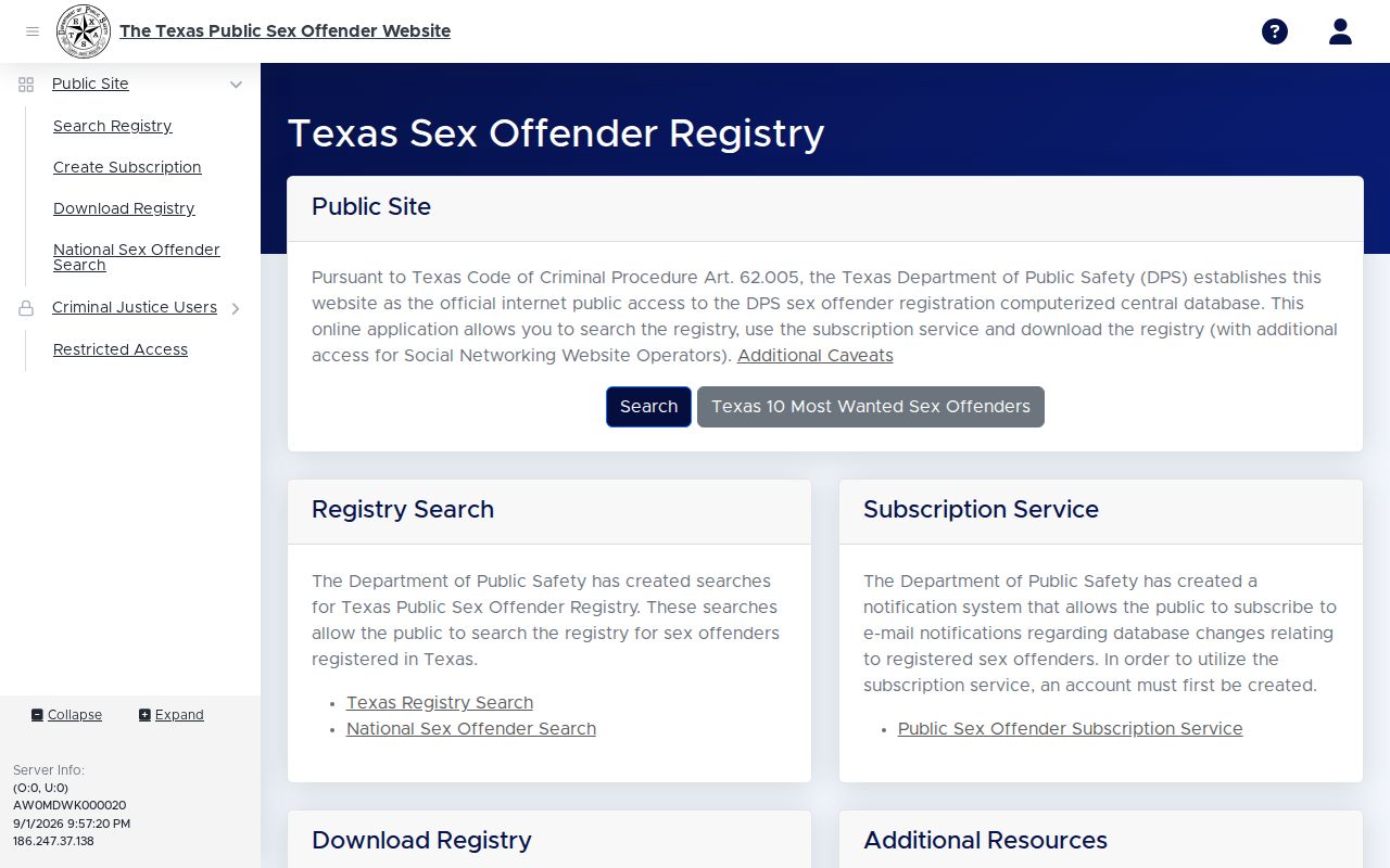 Houston resident lookup reference to the Texas public offender-registry search entry point