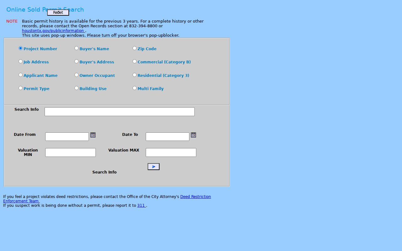Houston street directory sold permit address search